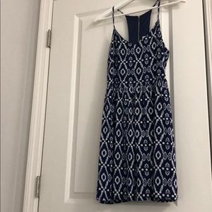 Everly Blue and White Print Dress with Cutout Back
